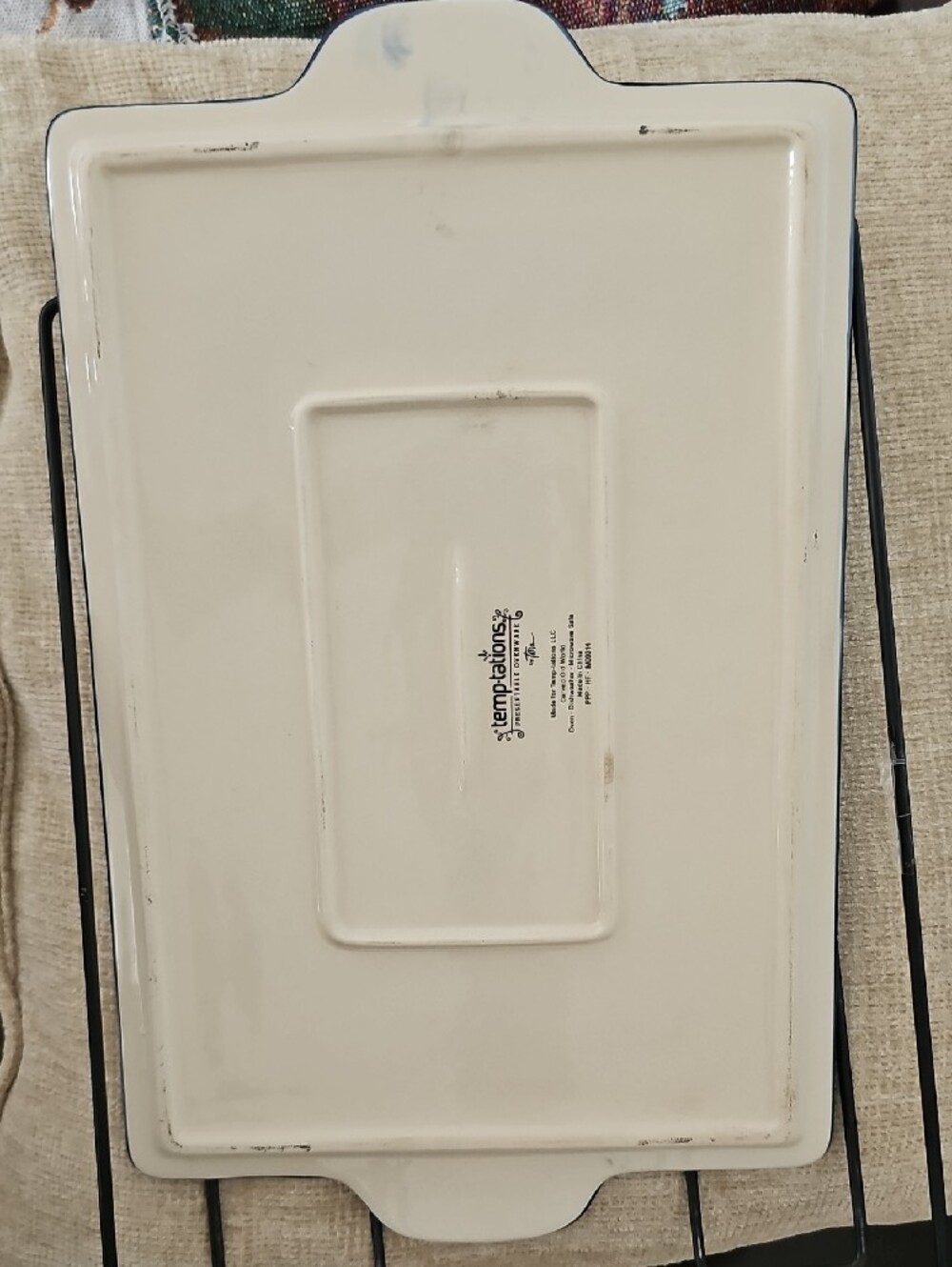 Temp-Tations Navy and Cream Ceramic Decorative Tray - Picture 2 of 6